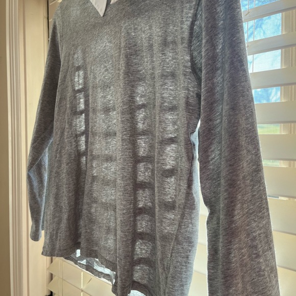 J. Crew gray dressy long sleeve t shit with white collar - Picture 5 of 6